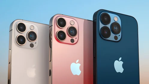 iPhone 13 Pro color lineup with triple camera systems.