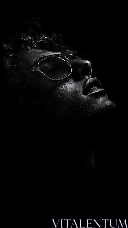 Midnight glow on a smokeshadowed face in aviator armor.