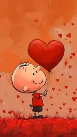 Cherub's Crimson Dream: Balloon Heart Ascends.