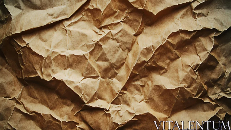 Crinkled kraft paper texture under warm directional light.