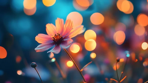 Bokeh-Rendered Gerbera Daisy with Shallow Depth Field and Warm Lighting