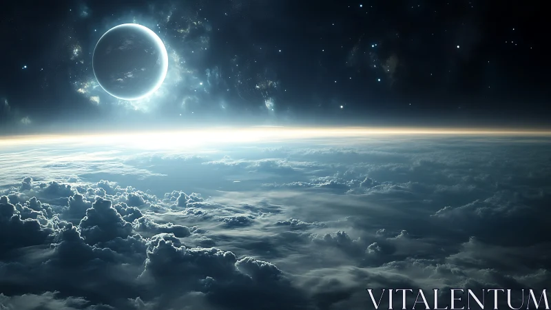 Luminous exoplanet eclipse above stratiform cloud horizon