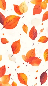 Autumn leaves pattern in orange and yellow on white background.