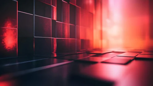 Futuristic red and black 3D cubes abstract digital background.