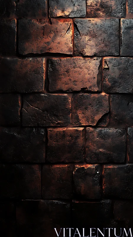 Rugged dark brick wall with warm textured lighting.