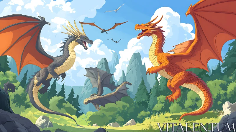 Mountain sky crackles as rival dragon clans claim the air
