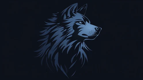 Stylized monochrome wolf profile rendered in minimalist vector