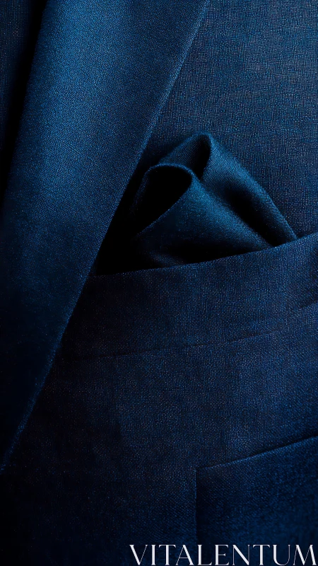 Dark blue fabric pocket with triangular fold detail.