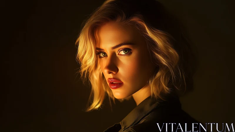 Photorealistic low-key portrait in dramatic rim lighting.
