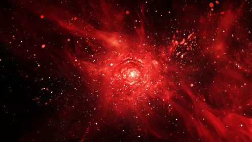 Stellar red nebula vortex rendered as luminous digital field