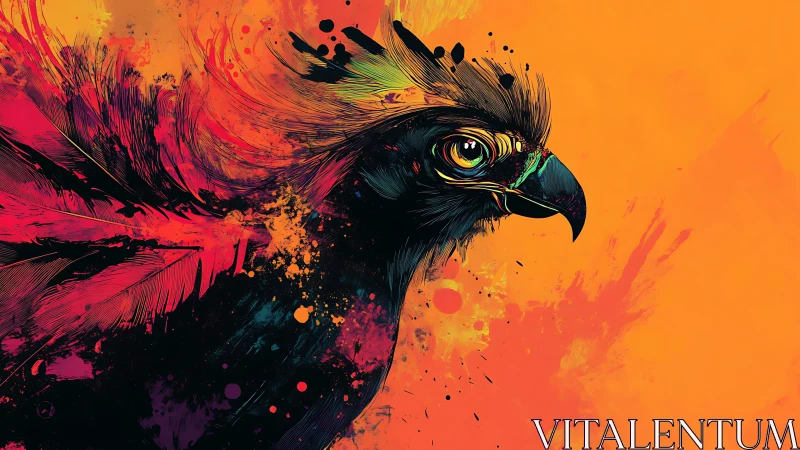 Vibrant abstract eagle portrait in colorful modern digital art.
