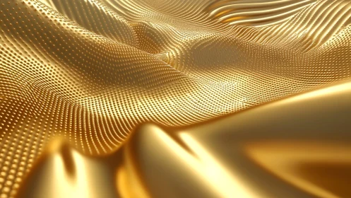 Abstract golden waves with dotted pattern in futuristic 3D style.