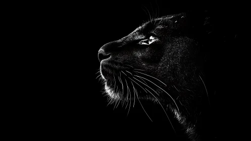 Cat Profile: Striking Feline Silhouette Against Black.