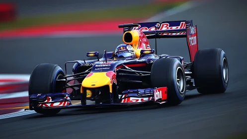 Scarlet speed machine slices through a high-octane racetrack.