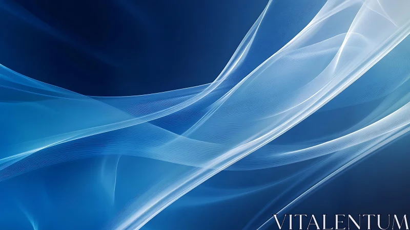 Flowing Blue Abstract Waves on Deep Gradient Background.