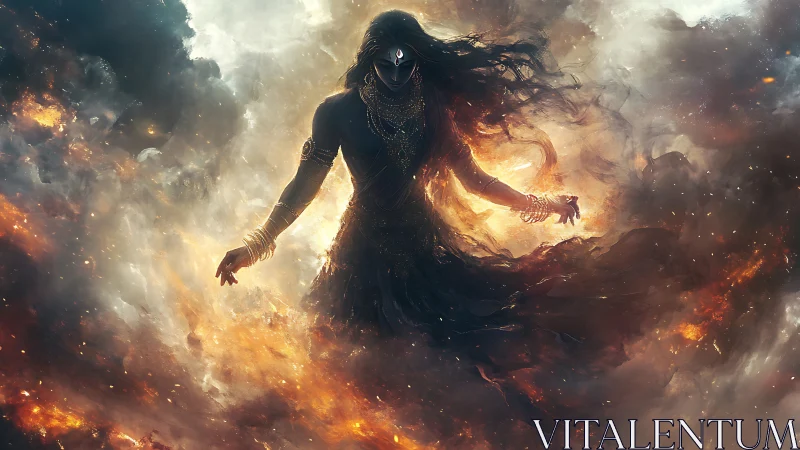 Mythic cosmic deity in luminous nebular digital painting.