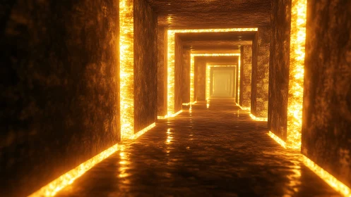 Glowing golden tunnel of light guiding you forward gently.