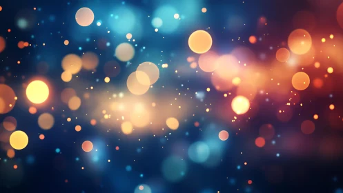 Vibrant bokeh lights abstract background in warm and cool tones.
