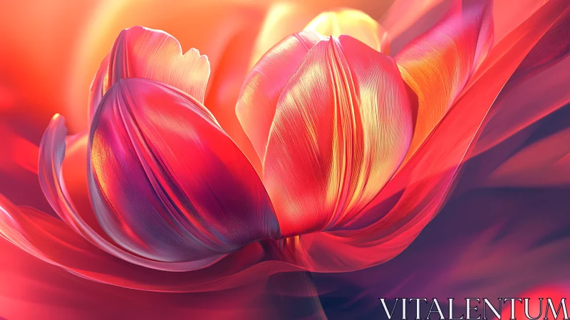 Three dimensional rendered tulips with luminous gradient coloring