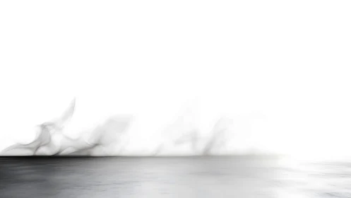 Minimal smoke horizon over reflective white ground plane.