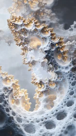 Fractal bubble structures form layered golden and white coils