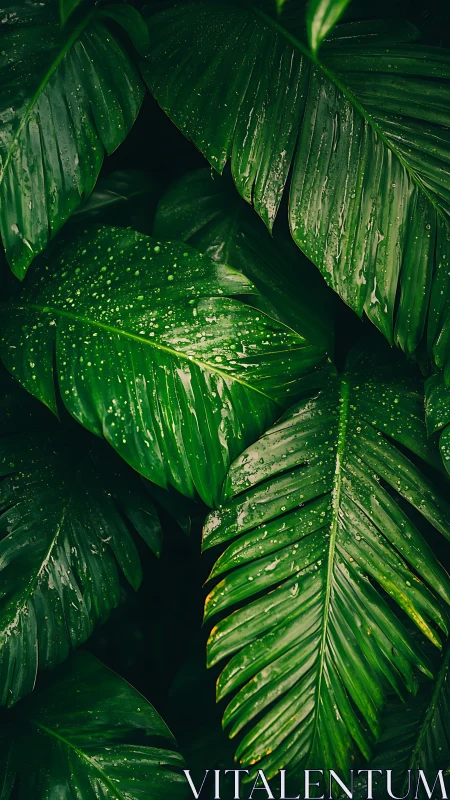 Rain-kissed jungle leaves humming in quiet emerald hush.
