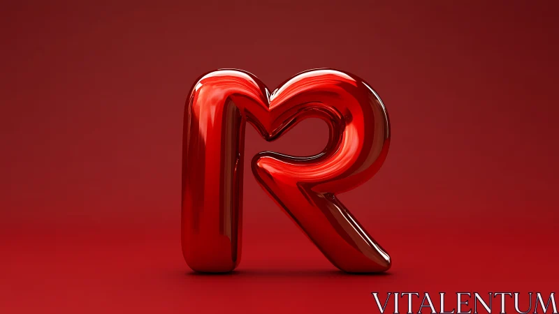 Glossy red letter R posing like a candy-coated sculpture.
