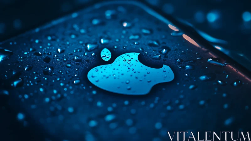 Glowing Blue Bacteria or Microorganism with Water Droplets.