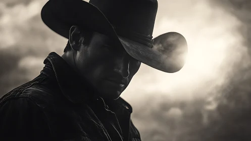 Side-lit cowboy portrait uses high-contrast silhouette for drama