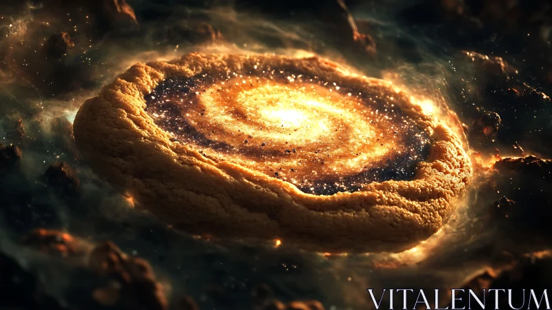 Cosmic cookie galaxy baked in swirling starlit sugar dust.