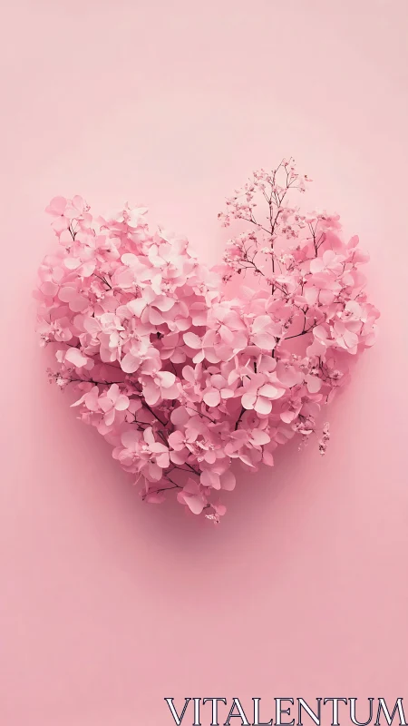 Pink Floral Heart Arrangement in Monochromatic Garden.