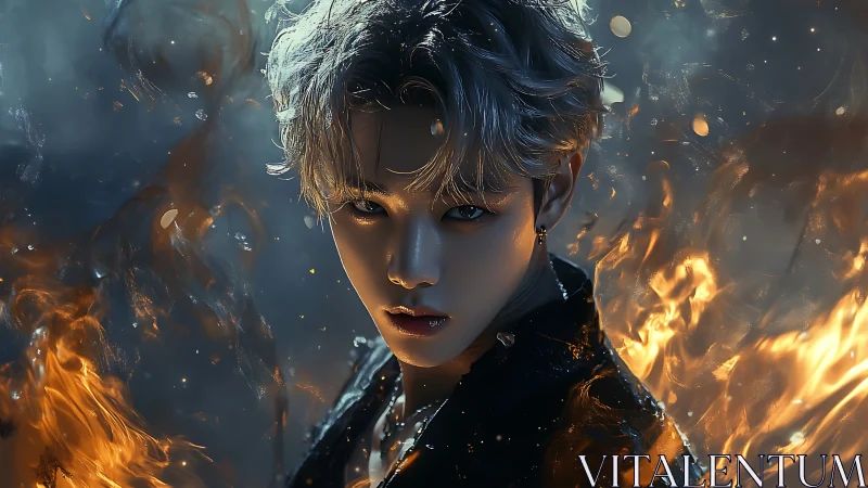 Luminescent pyro-aura portrait with cinematic focus dynamics.