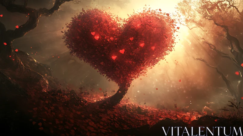 Heart Tree Suspended Light: Emotional Particle Expression.