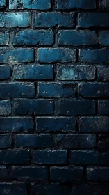 Weathered Blue Brick Wall with Textured Patina Surface.