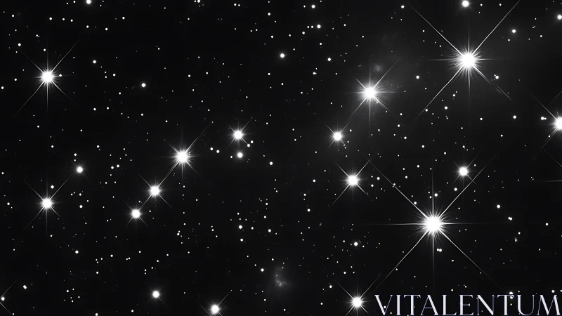 Star field shows bright diffraction spikes across dark sky