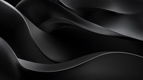 Layered black metallic waves in abstract digital composition.