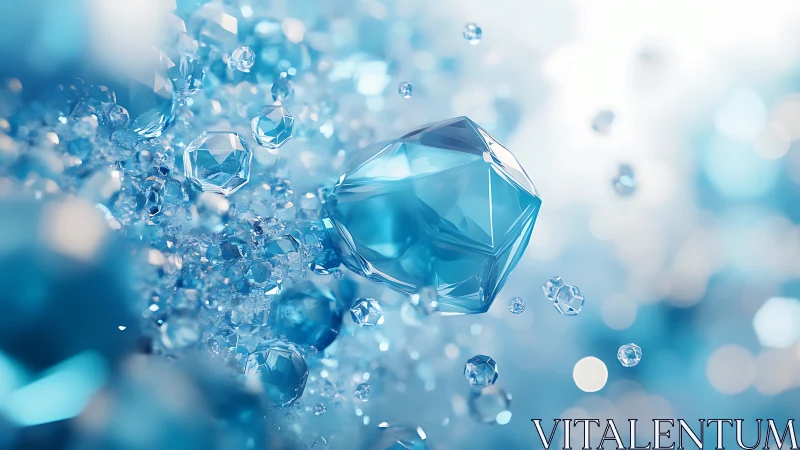Blue crystal drifts through a glittering sea of frozen light