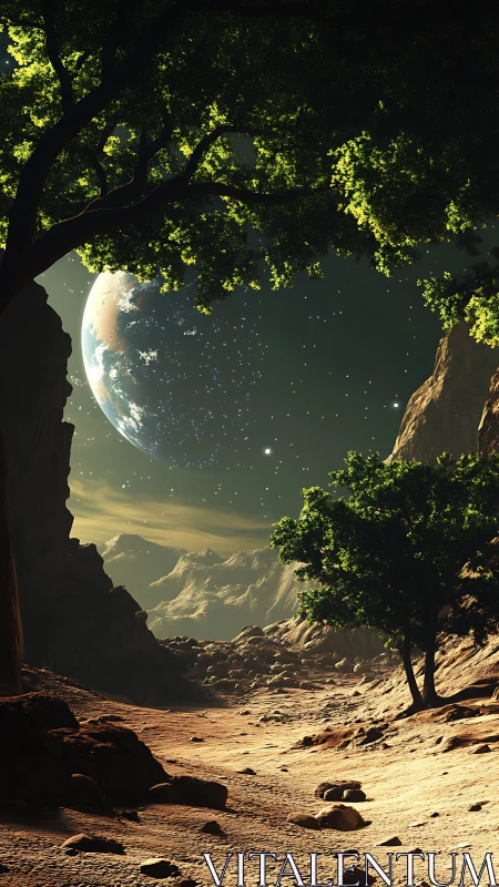 Alien canyon stroll beneath a borrowed emerald sky.