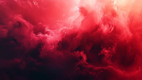 Crimson cosmic clouds swirl in a dramatic abstract skyscape