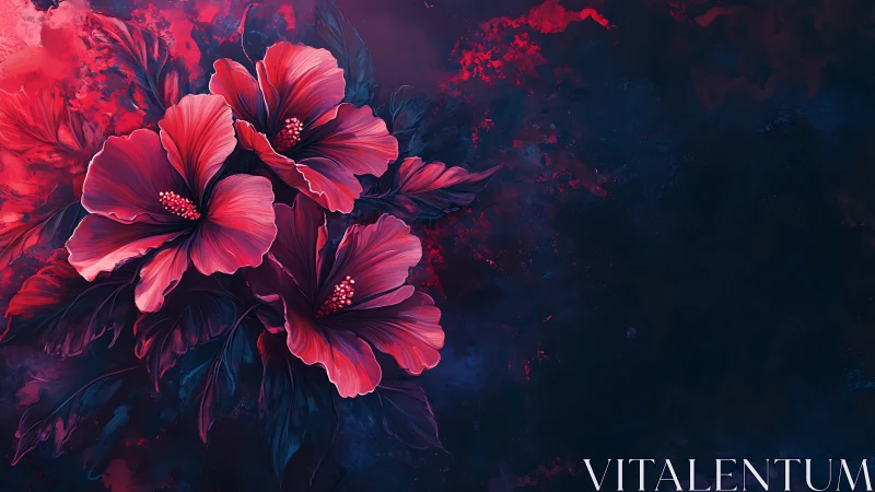 Luminescent Hibiscus Blooms with Chromatic Particle Dispersion.