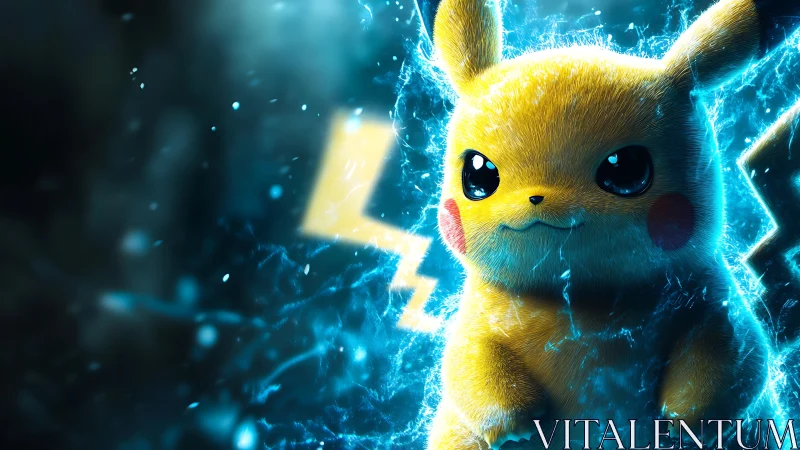 Electric creature portrait with dynamic blue energy storm.