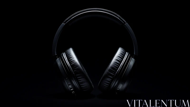 Black over-ear headphones displayed against dark background