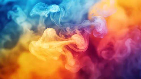 Colorful wisps of digital smoke drift through a neon dream