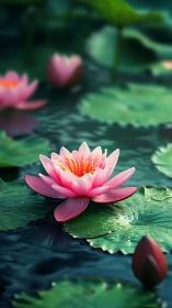 Lotus lantern drifts softly over glassy jade water