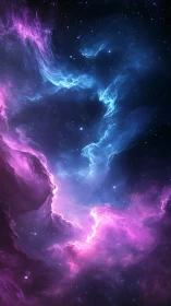 Bicolor cosmic nebula rendered with luminous volumetric gradients