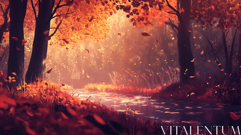 Autumn's Golden Whisper Along Still Waters.