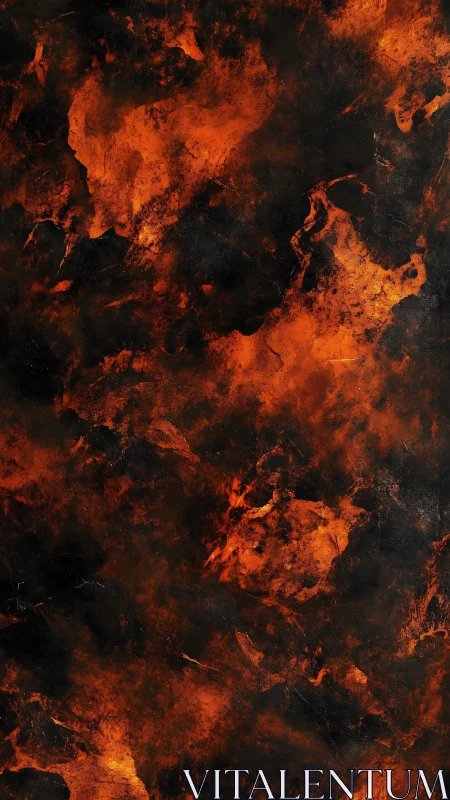 Inferno Abstract: Molten Lava Flows Across Darkened Landscape.