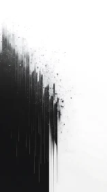 Vertical monochrome abstraction with fragmented gradient field.