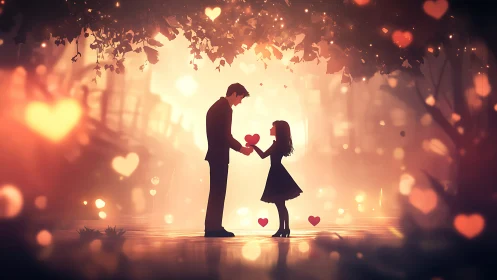 Love Glows Under Golden Light: A Romantic Exchange.