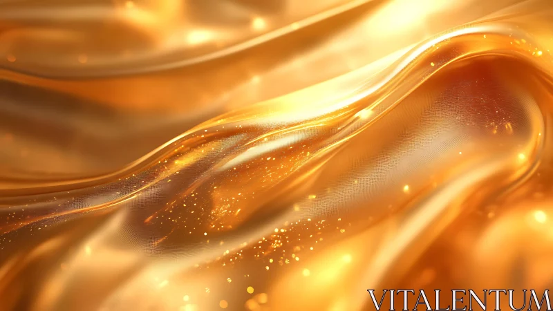 Shimmering Gold Silk Fabric with Sparkling Abstract Highlights.